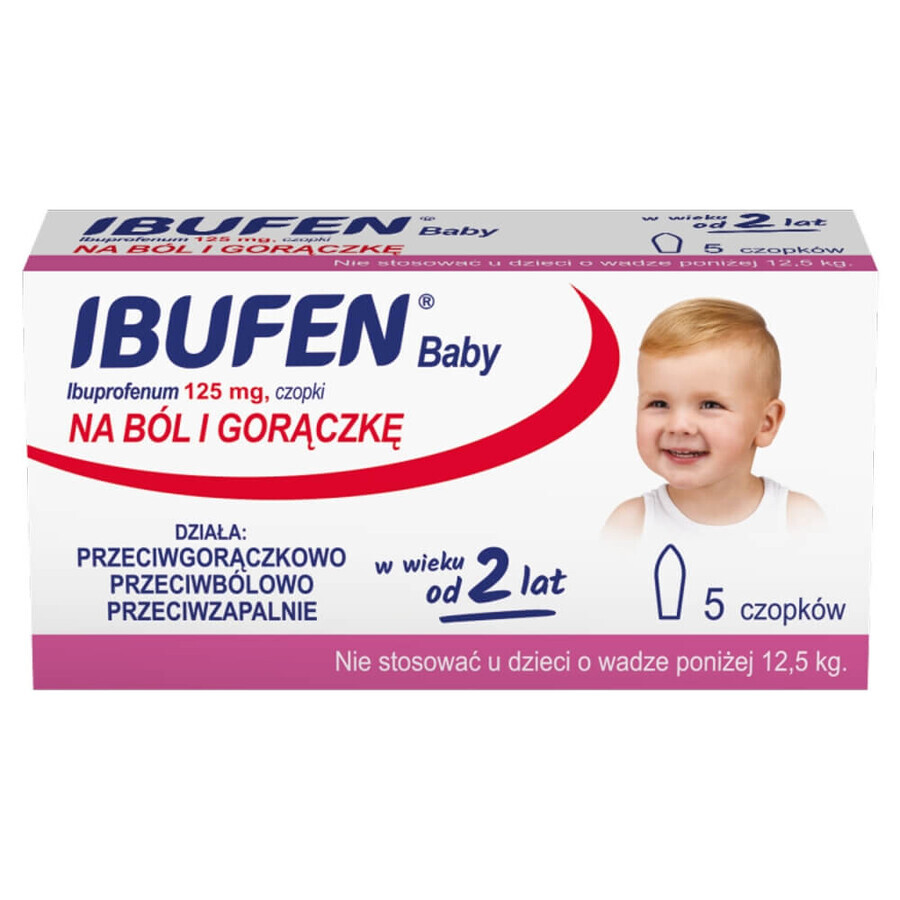 Ibufen Baby 125 mg, zetpillen vanaf 2 jaar, 5 eenheden