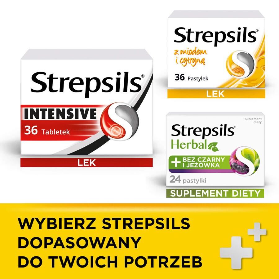 Strepsils with honey and lemon 1.2 mg + 0.6 mg, 36 hard tablets