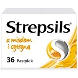 Strepsils met honing en citroen 1,2 mg + 0,6 mg, 36 harde zuigtabletten