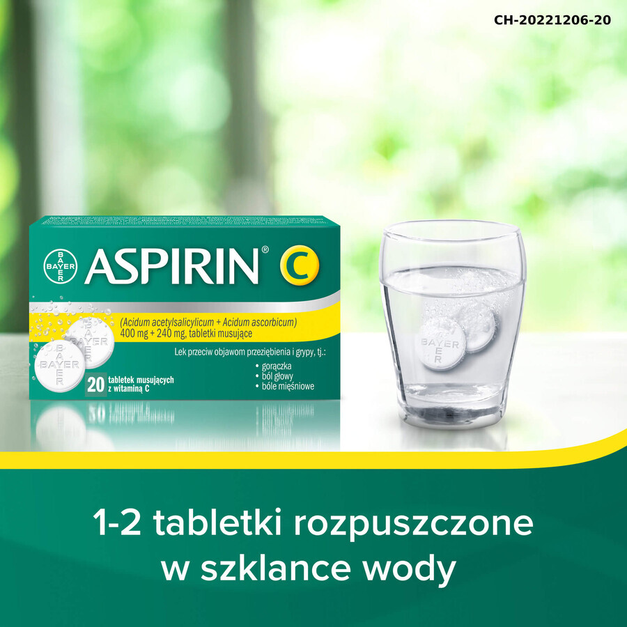 Aspirine C 400 mg + 240 mg, 20 bruistabletten