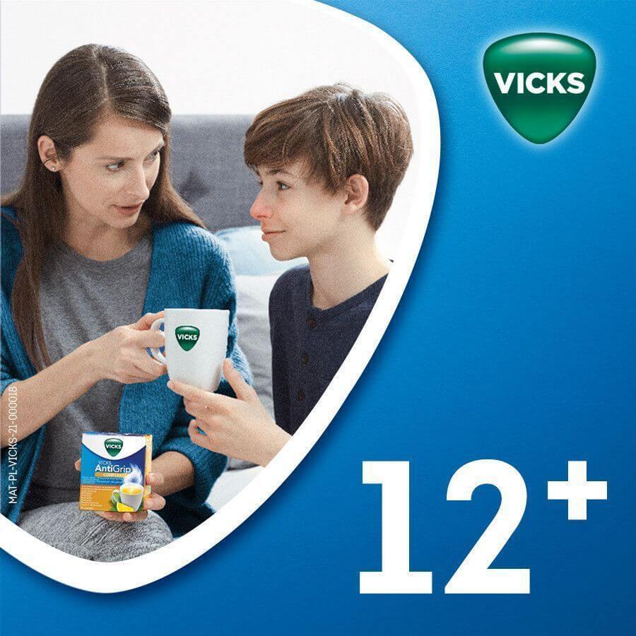 Vicks AntiGrip Complex 500 mg + 200 mg + 10 mg, poeder voor orale oplossing, 10 sachets