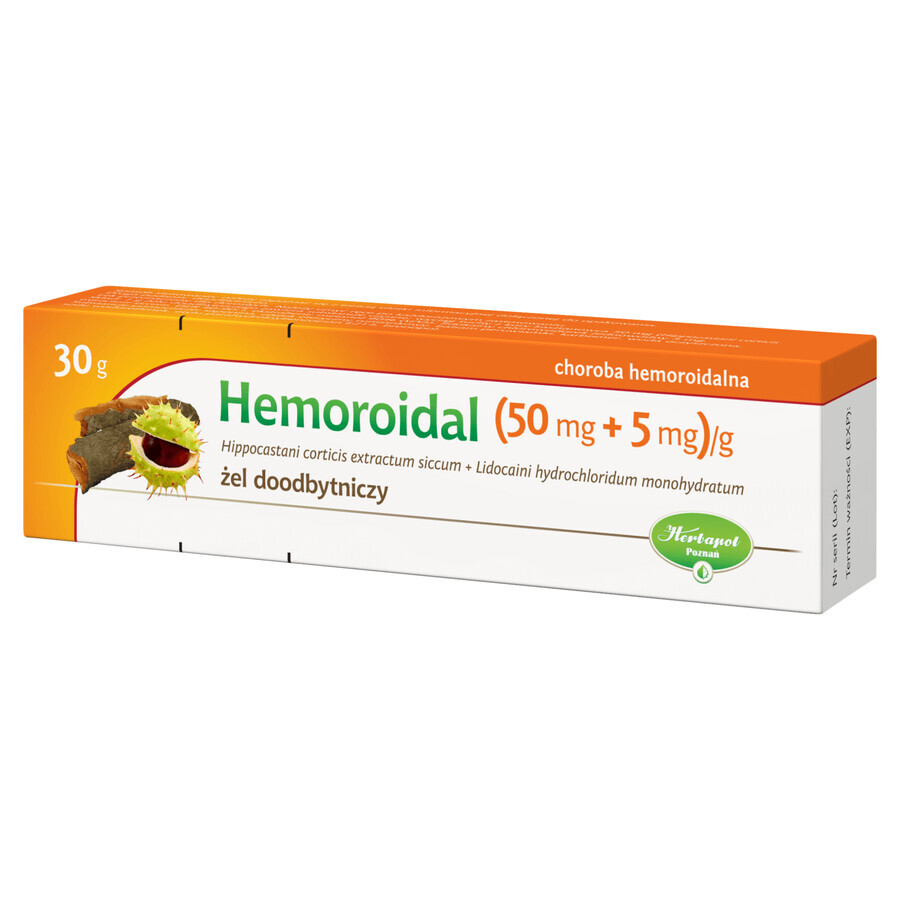 Hemoroïdaal (50 mg + 5 mg)/g, rectale gel, 30 g