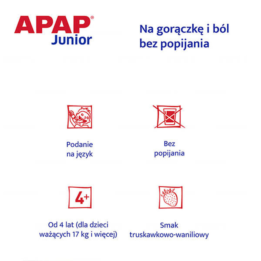 Apap Junior 250 mg, korrels, 10 sachets