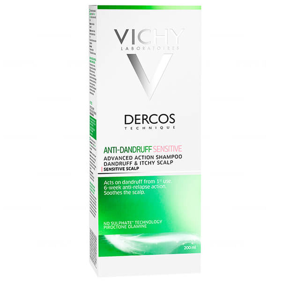 Vichy Dercos Sensitive, antiroosshampoo, gevoelige huid, 200 ml