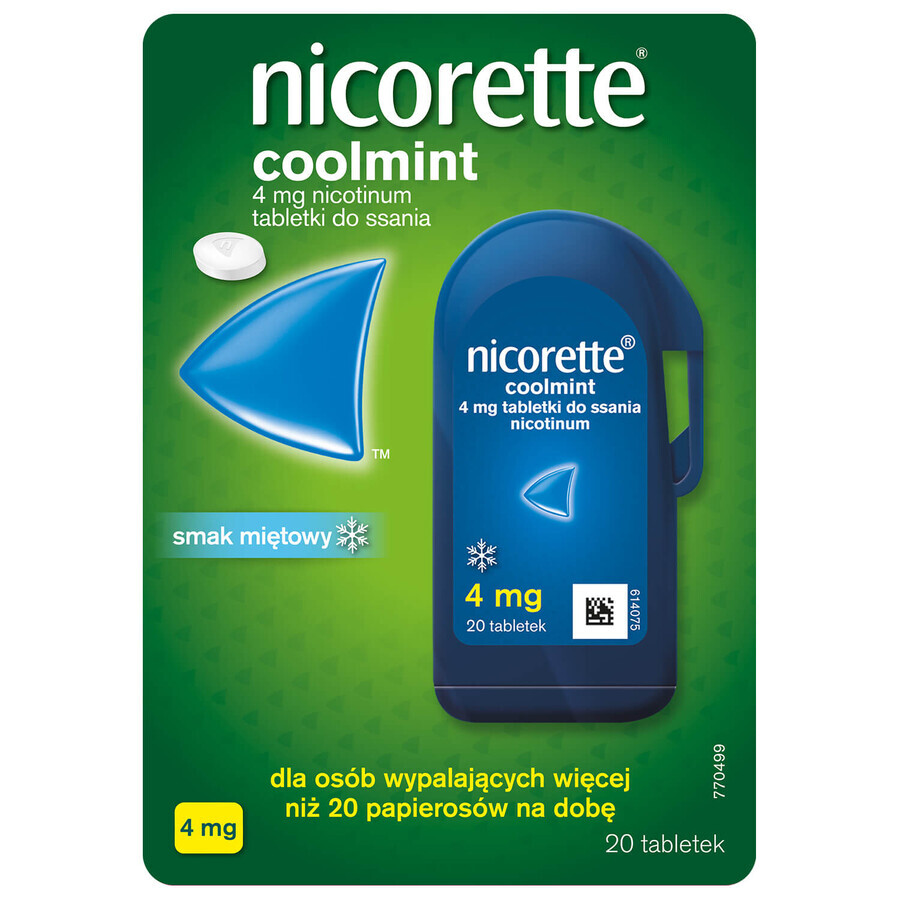 Nicorette Coolmint 4 mg, 20 zuigtabletten