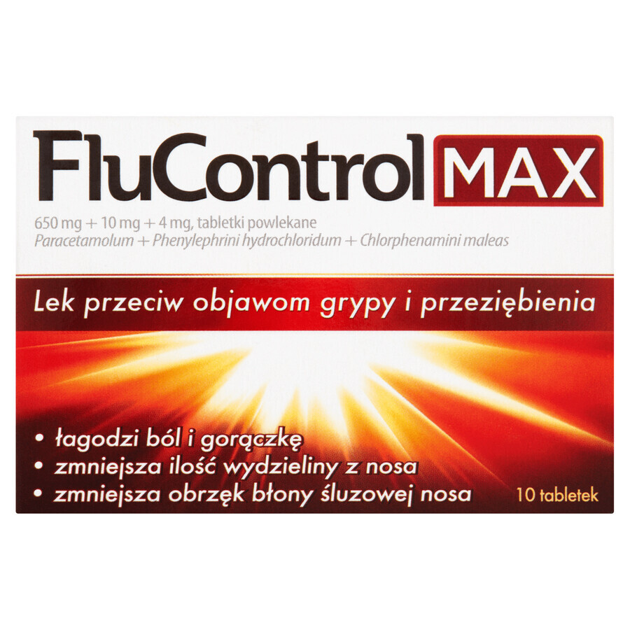 FluControl Max 650 mg + 10 mg + 4 mg, 10 compresse rivestite con film