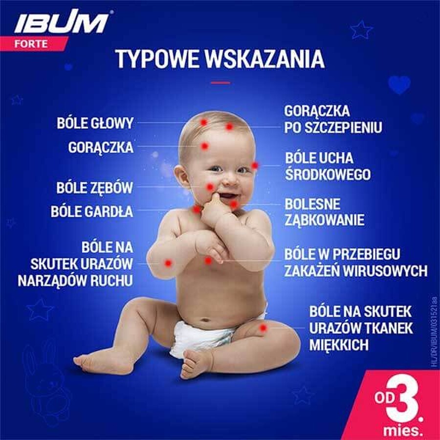 Ibum Forte 200 mg/ 5 ml, oral suspension for children from the age of 3 months, raspberry flavor, 100 g