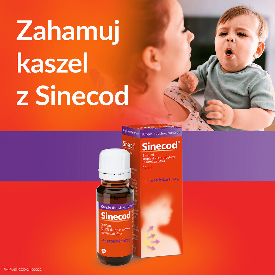 Sinecod 5 mg/ml, druppels voor oraal gebruik, oplossing, 20 ml