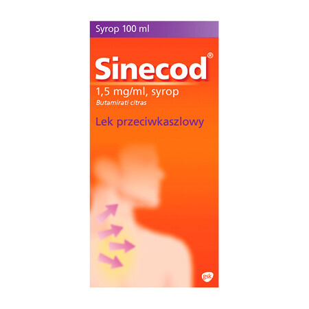 Sinecod 1,5 mg/ml, siroop, 100 ml