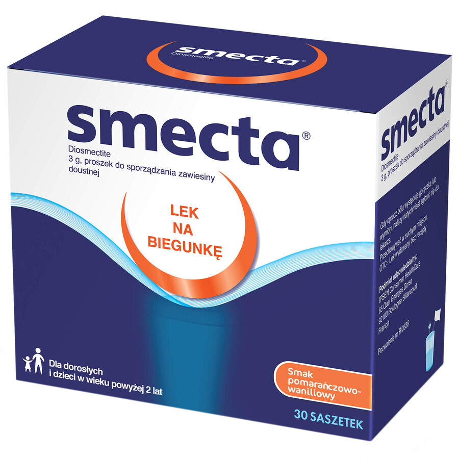 Smecta 3 g, orange-vanilla flavor, 30 sachets