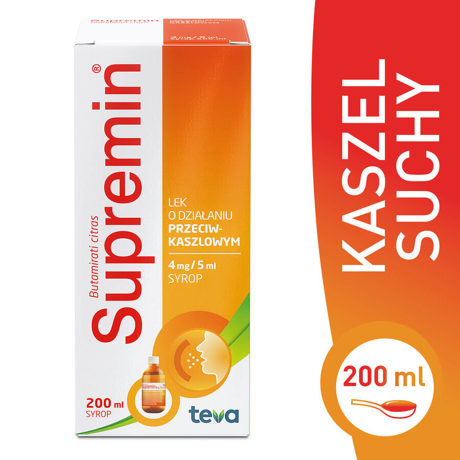 Supremin 4 mg/ 5 ml, sciroppo per la tosse, 200 ml