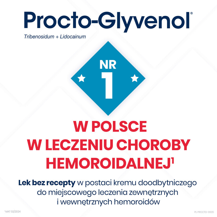 Procto-Glyvenol (50 mg + 20 mg)/g, rectale crème, 30 g