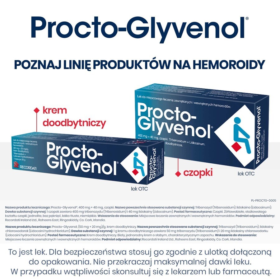 Procto-Glyvenol (50 mg + 20 mg)/g, rectale crème, 30 g