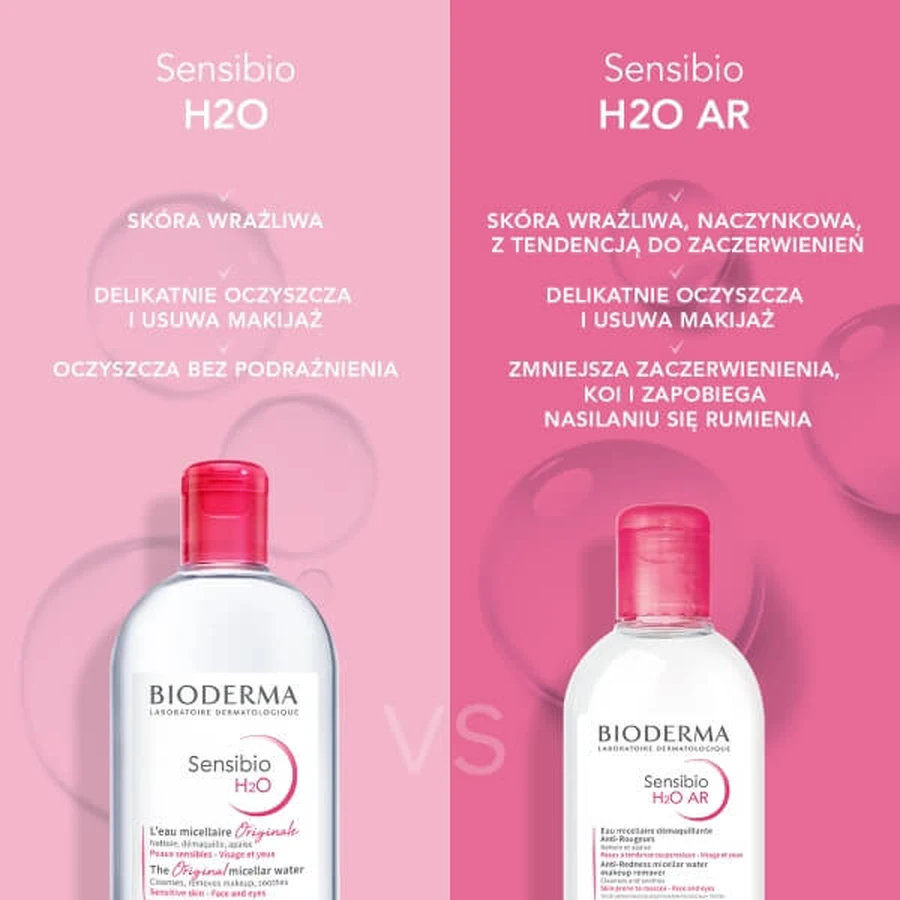 Bioderma Sensibio H2O AR, micellar water, sensitive and vascular skin, 250 ml