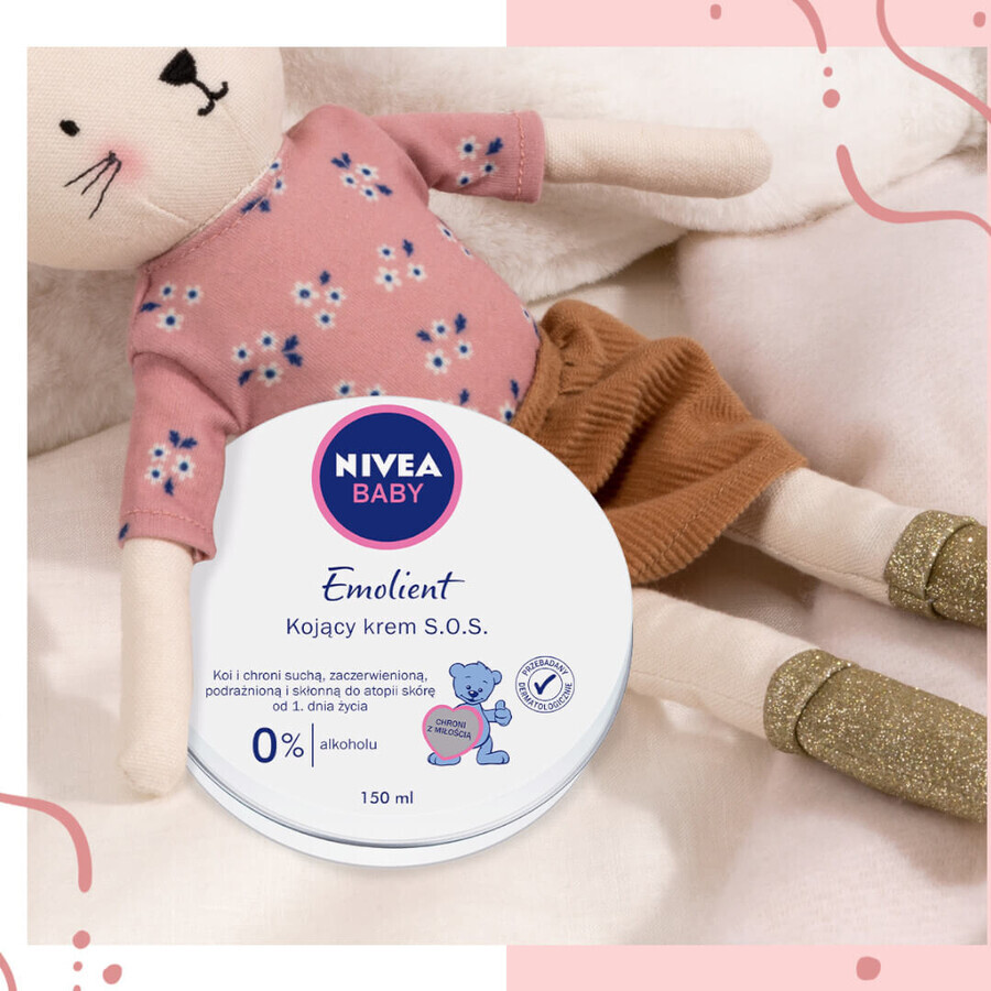 Nivea Baby Emolient, cremă SOS calmantă, de la naștere, 150 ml