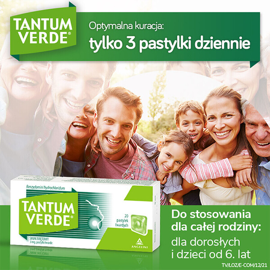 Tantum Verde 3 mg, muntsmaak, 20 zuigtabletten