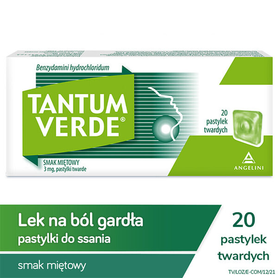 Tantum Verde 3 mg, muntsmaak, 20 zuigtabletten