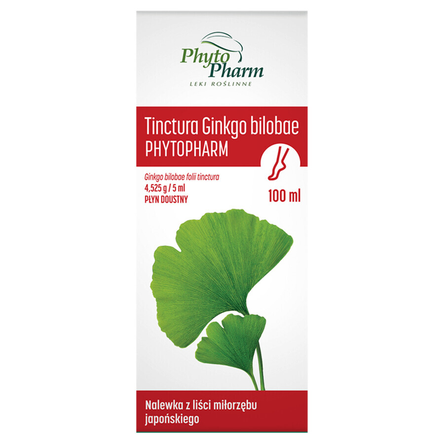 Tinctura Ginkgo Bilobae Phytopharm 4,525 g/ 5 ml, vloeistof voor oraal gebruik, 100 ml