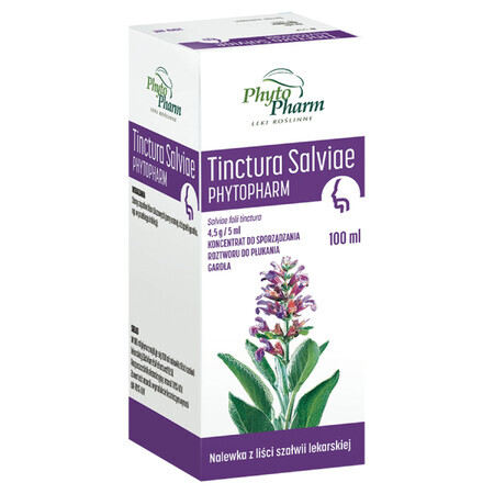 Tinctura Salviae Phytopharm 4,5 g/5 ml, concentrato per la preparazione della soluzione di risciacquo della gola, 100 ml