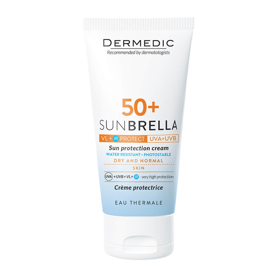 Dermedic Sunbrella, gezichtsbeschermende crème, droge en normale huid, SPF 50+, 50 g