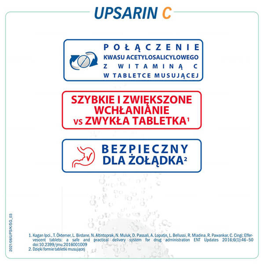 Upsarin C 330 mg + 200 mg, 20 compresse effervescenti