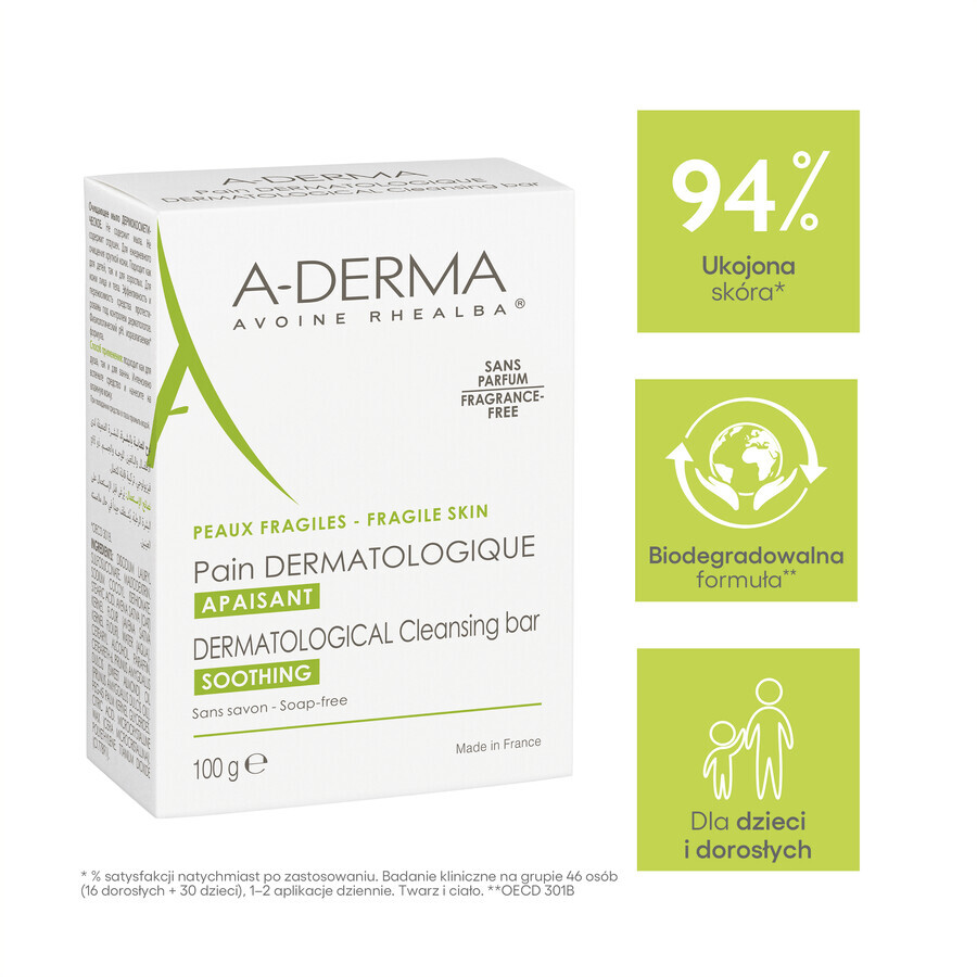 A-Derma, dermatologische reinigingszeep voor gezicht en lichaam, 100 g