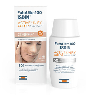Isdin Active Unify Color Fusion zonbeschermingsvloeistof voor gezicht met SPF 50+, 50 ml