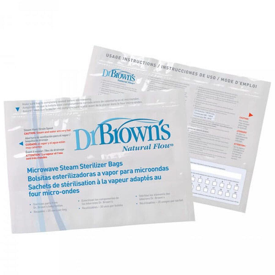 Dr Brown's Reusable Sterilization Bags for Baby Bottles and Accessories 5 Pack