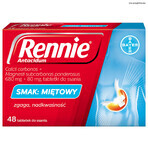 Rennie Antacidum 680 mg + 80 mg, muntsmaak, 48 zuigtabletten