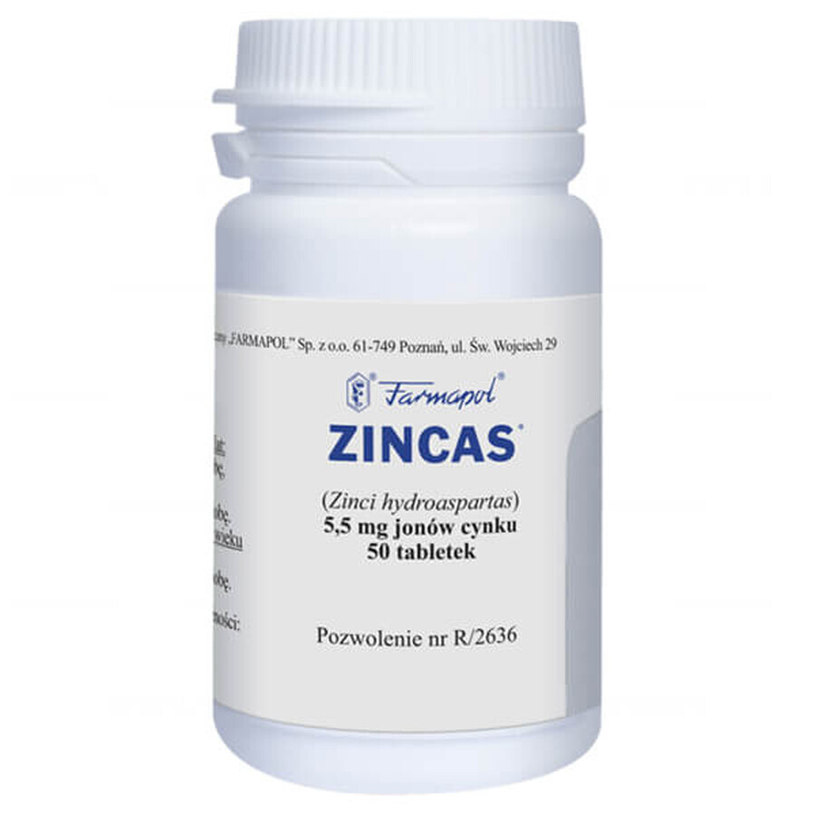 Zinkas 5,5 mg, 50 tabletten