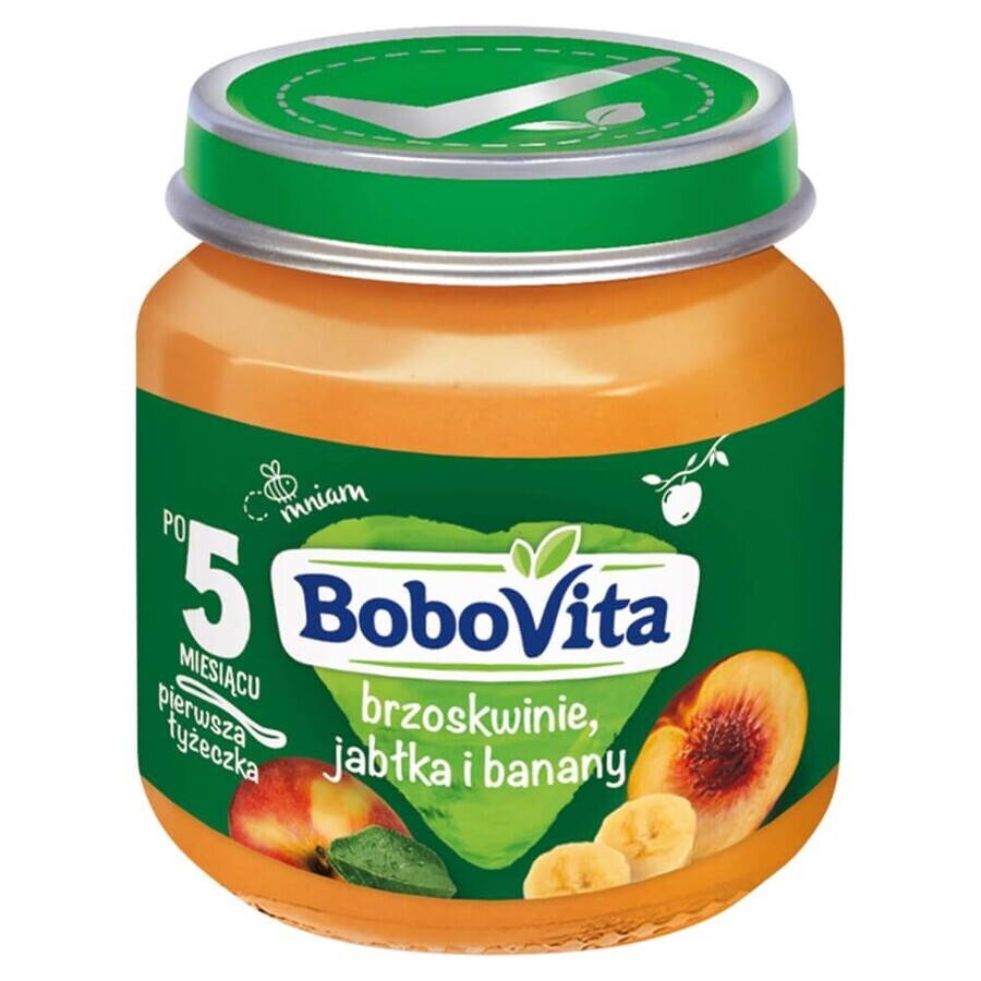 BoboVita Dessert, Pfirsiche, Äpfel und Bananen, nach 5 Monaten, 125 g