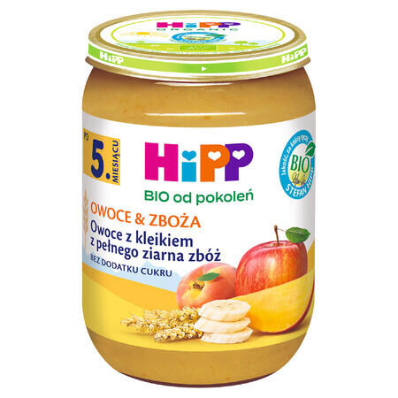 HiPP Frutta e Cereali Bio, pappa di frutta con cereali integrali, dopo 5 mesi, 190 g