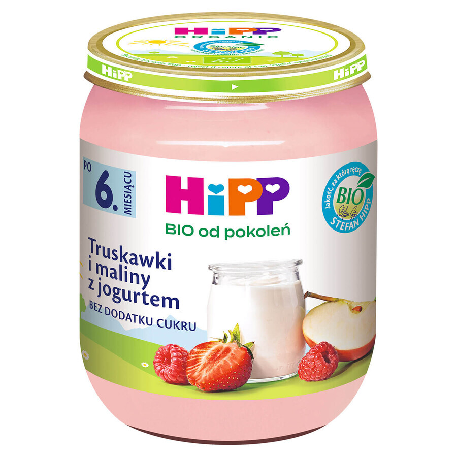 HiPP Frutta e Yogurt Bio, fragole e lamponi con yogurt, dopo 6 mesi, 160 g