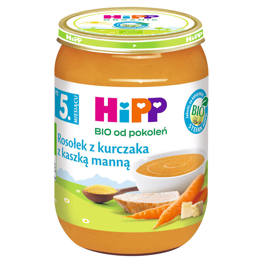 Zuppa di brodo di pollo HiPP Bio con semolino, dopo 5 mesi, 190 g