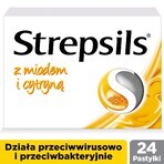 Strepsils met honing en citroen 1,2 mg + 0,6 mg, 24 harde zuigtabletten