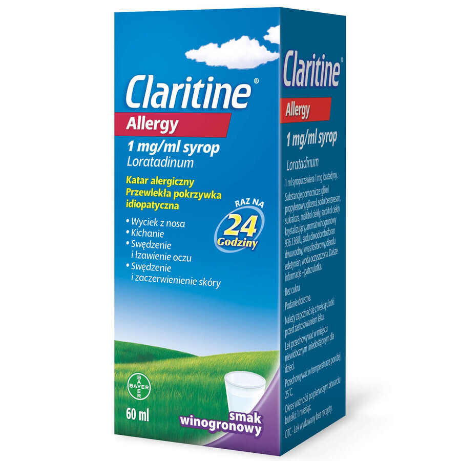 Claritine Allergie 1 mg/ml, siroop, druivensmaak, 60 ml