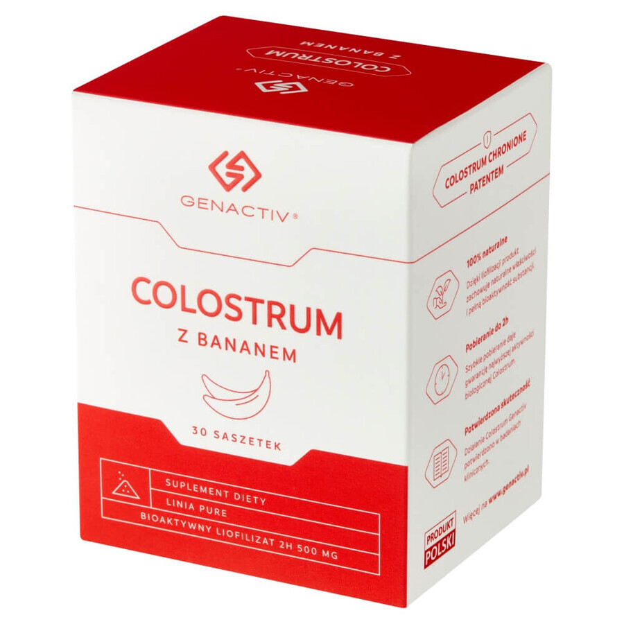 Genactiv Colostrum met banaan, poeder, 1 g x 30 sachets