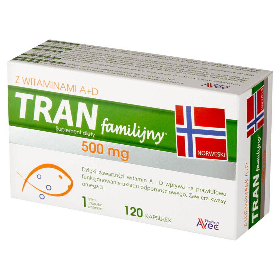 Avec Pharma Family Tranium met vitamine A + D, 120 capsules