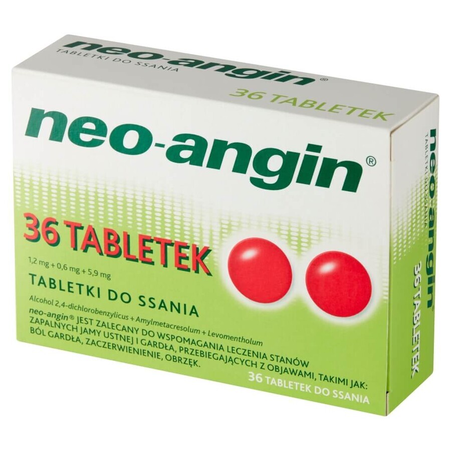 Neo-Angin 1,2 mg + 0,6 mg + 5,9 mg, 36 zuigtabletten