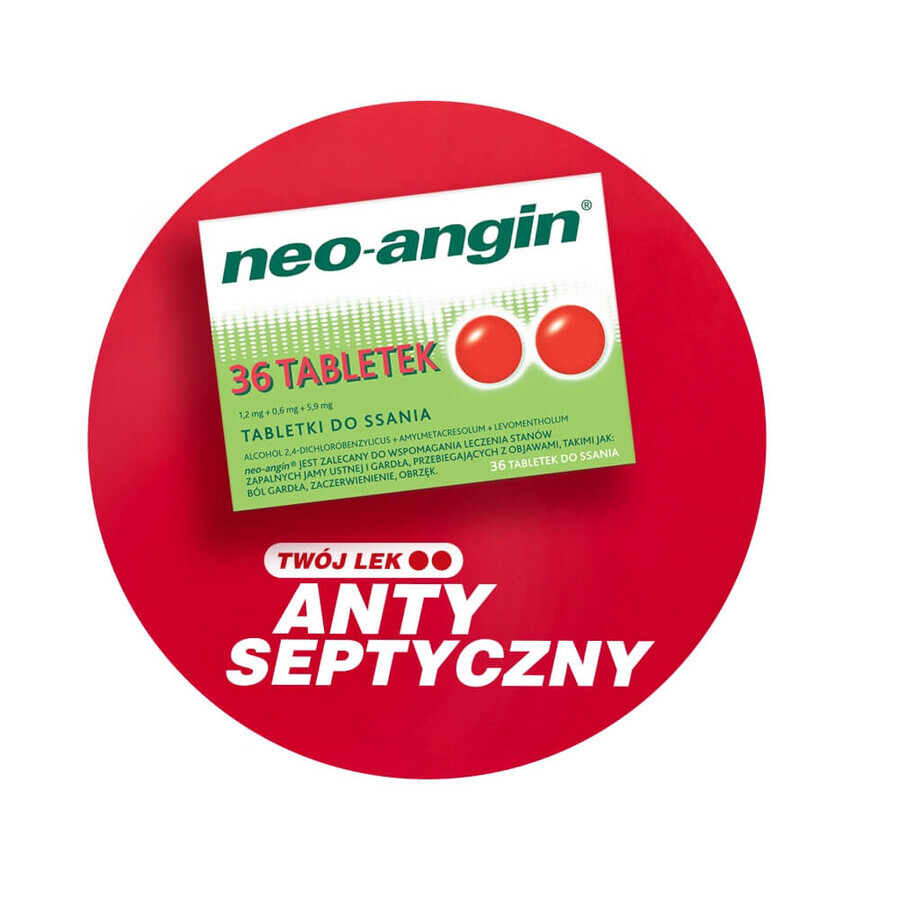 Neo-Angin 1,2 mg + 0,6 mg + 5,9 mg, 36 zuigtabletten