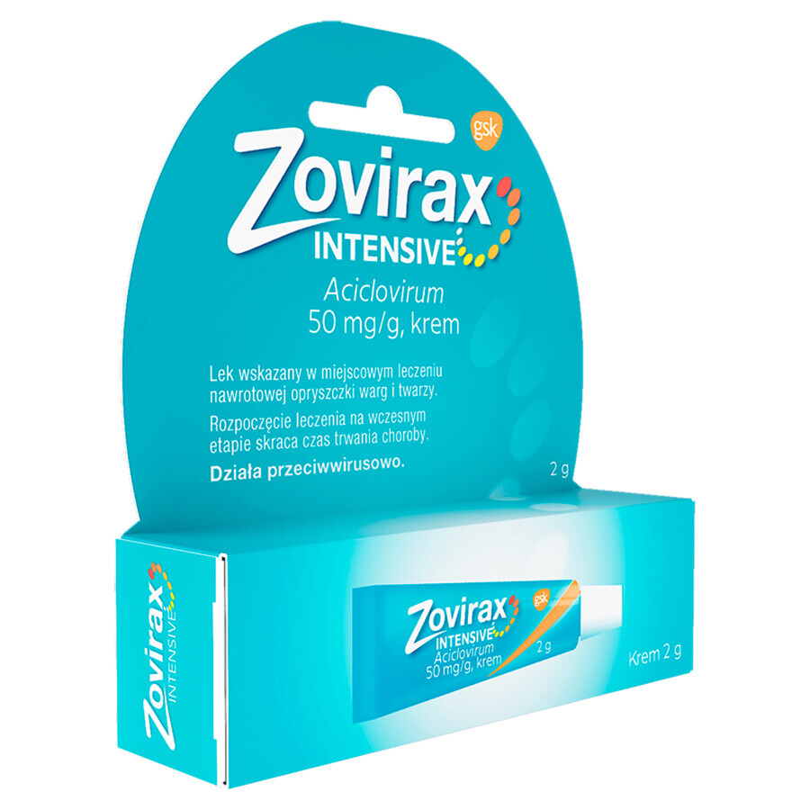 Zovirax Intensief 50 mg/1 g, crème, 2 g