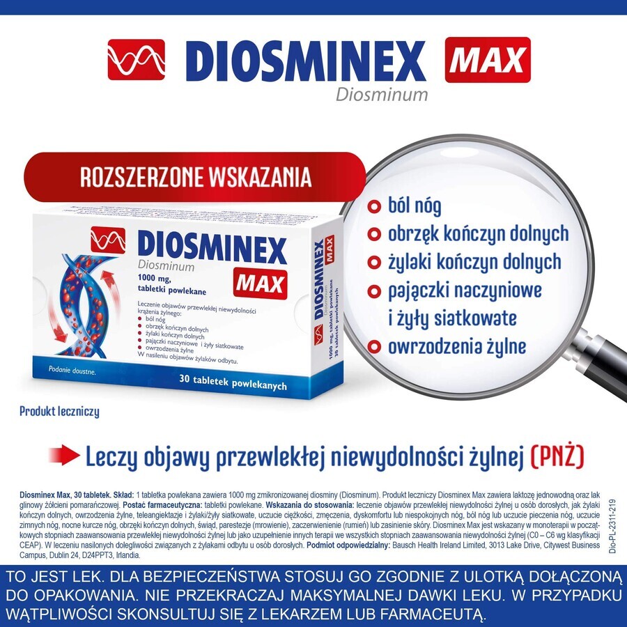 Diosminex Max 1000 mg, 30 comprimés pelliculés