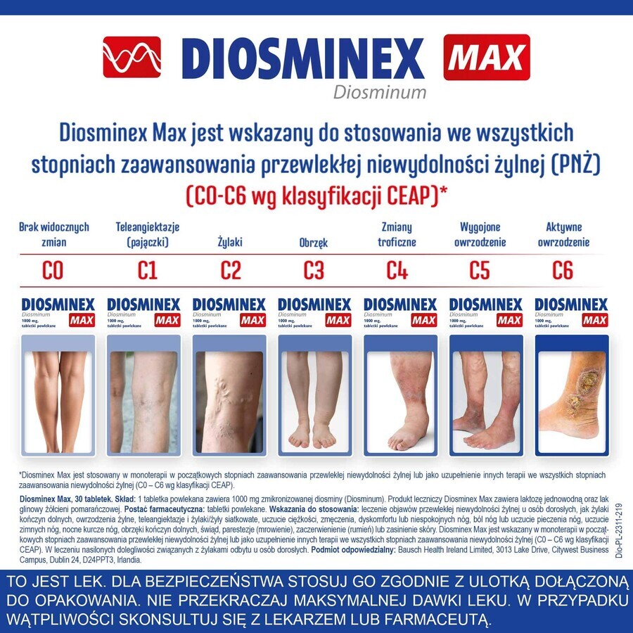 Diosminex Max 1000 mg, 30 comprimés pelliculés