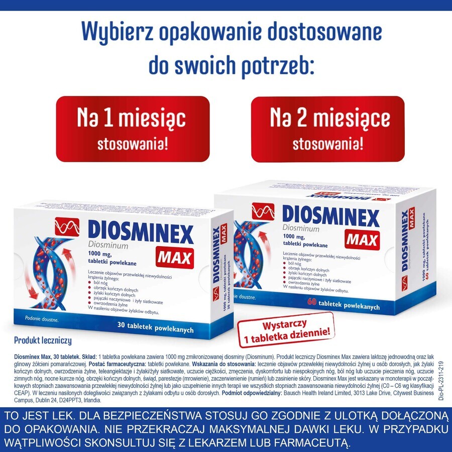 Diosminex Max 1000 mg, 30 comprimés pelliculés