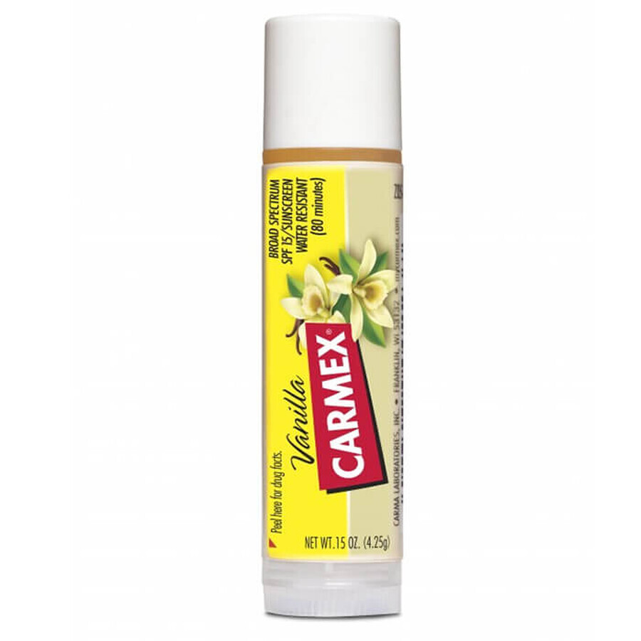 Carmex Vanilla, lip balm, stick, SPF 15, 4.25 g