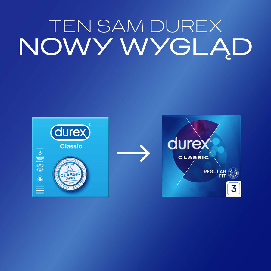 Durex Classic, gladde klassieke condooms, 3 stuks