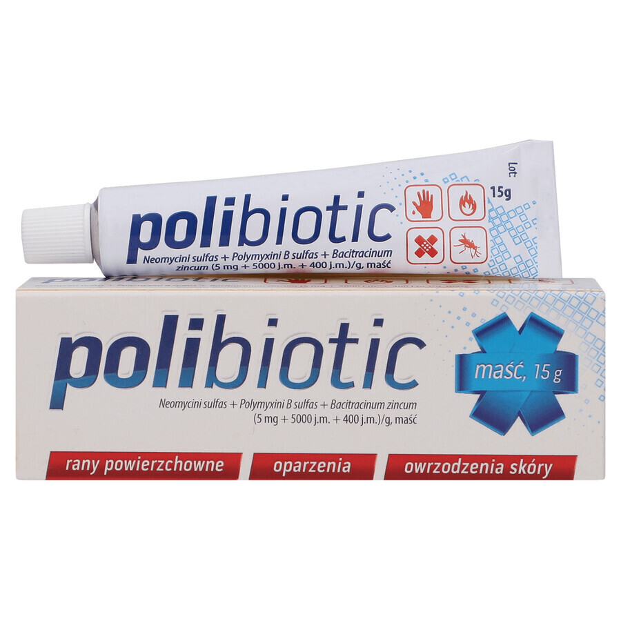 Polibiotic (5 mg + 5000 IE + 400 IE)/g, zalf, 15 g