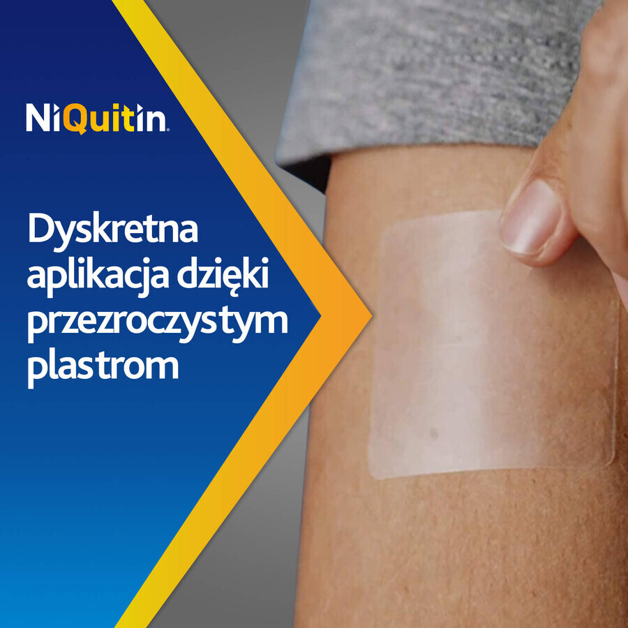 NiQuitin Transparent 14 mg/ 24h, sistem transdermic, plasture, 7 bucăți 