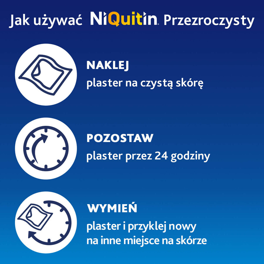 NiQuitin Transparent 14 mg/ 24h, sistem transdermic, plasture, 7 bucăți 