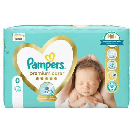 Pampers Premium Care, Windeln Größe 0, bis zu 3 kg, 30 Stück